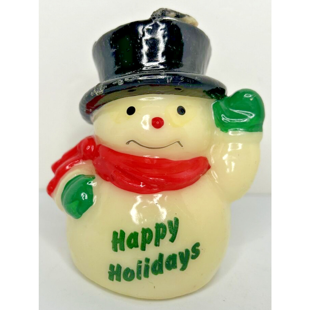 Vintage Russ Snowman Happy Holidays Candle 3" SKU H285